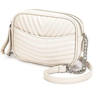 Beige Mini Crossbody Bags Quilted with Chain Strap